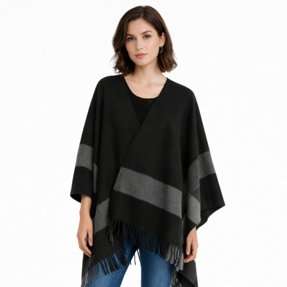 K&Co. Petal Series Poncho - BLACK